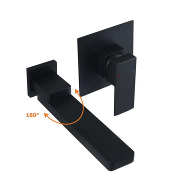 Wall Mount Matte Black Single Handle Bathroom Sink Faucet Solid Brass